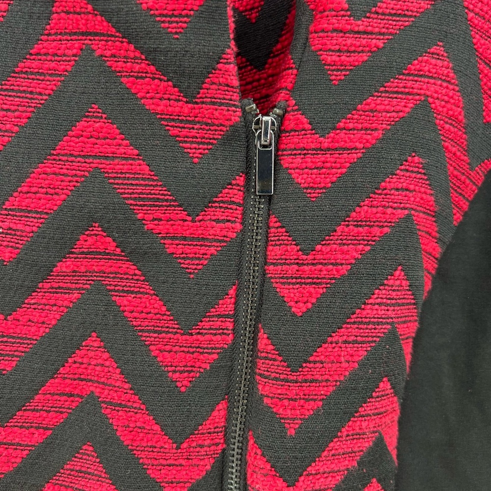 Chico’s chevron mixed print jacket top zip front red black business casual XL 16 - Picture 4 of 8